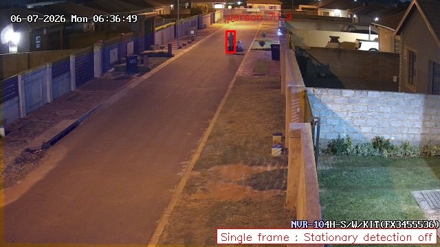 AI camera detecting activity in a monitored area